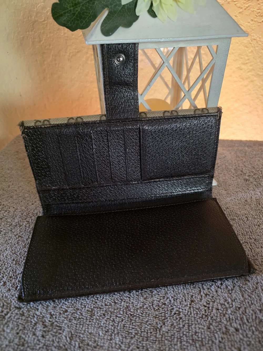 Gucci Brown GG Canvas Wallet Trio with Dark Brown Trim